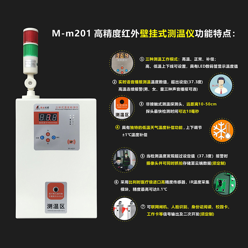 M-m201型高精度红外壁挂式测温仪